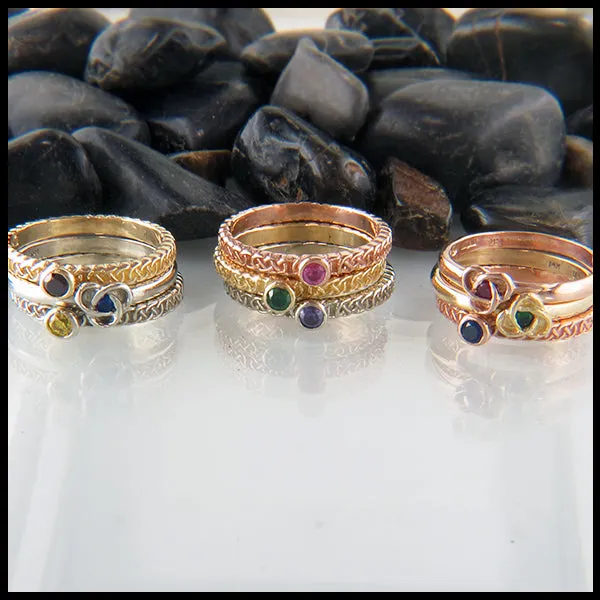 Josephine's Knot Birthstone Stacking Ring in Gold