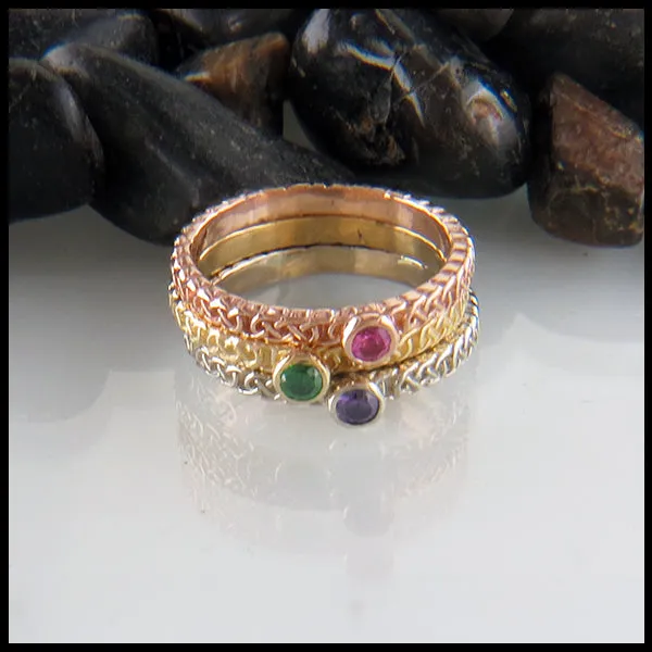 Josephine's Knot Birthstone Stacking Ring in Gold