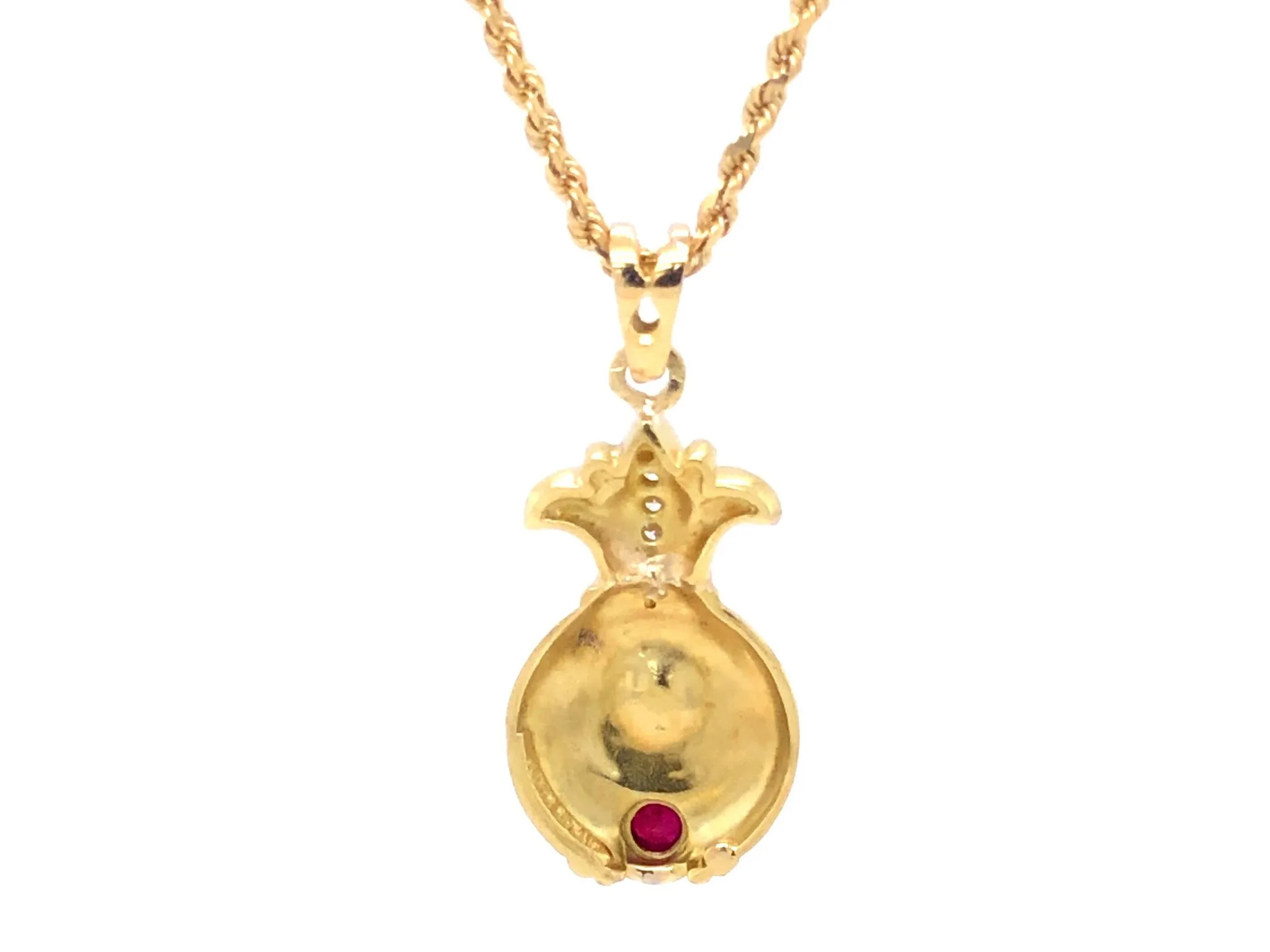 Judith Ripka Gold Pineapple Diamond Star Sapphire Ruby Pendant, 18k Yellow Gold