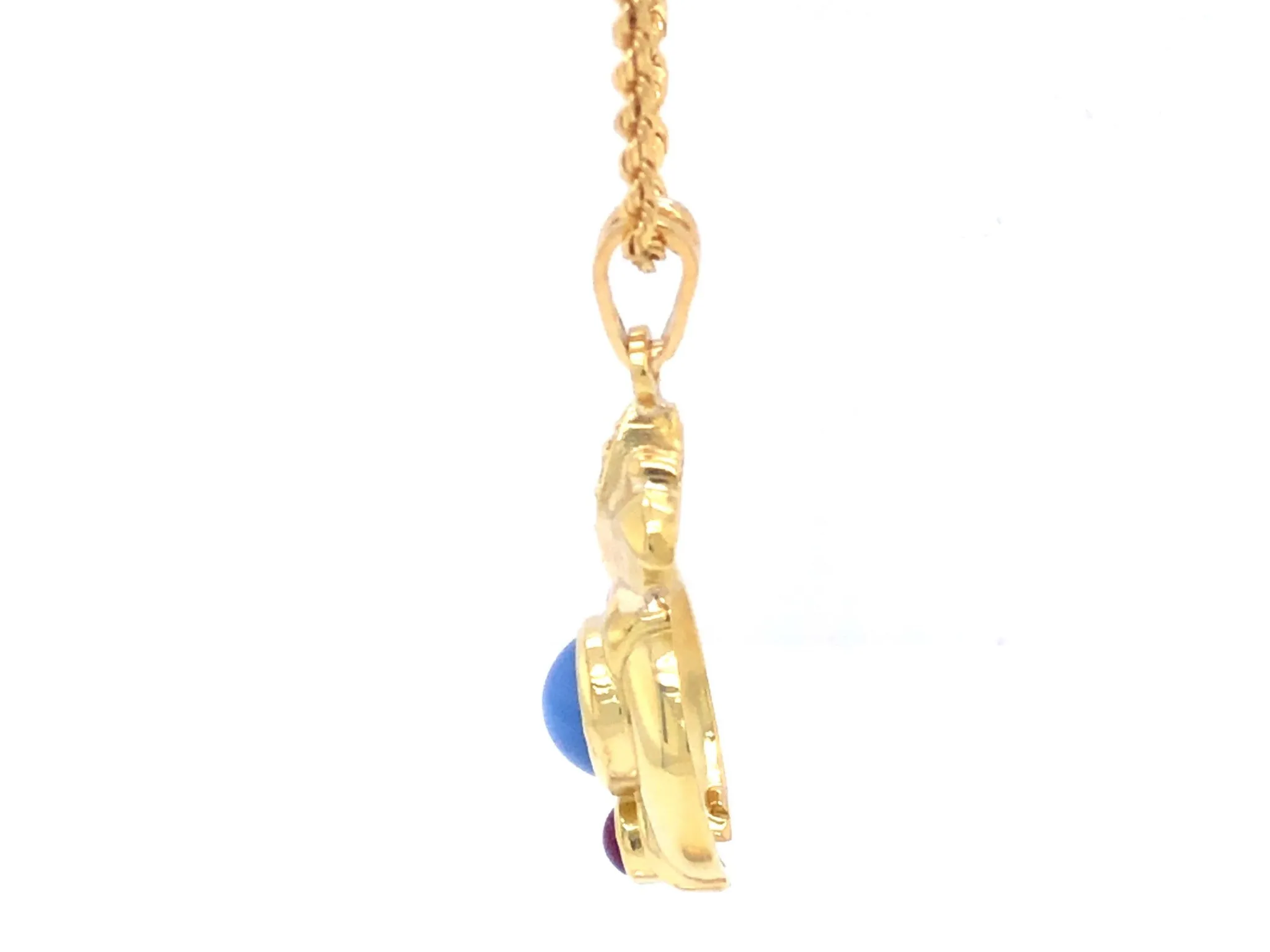 Judith Ripka Gold Pineapple Diamond Star Sapphire Ruby Pendant, 18k Yellow Gold