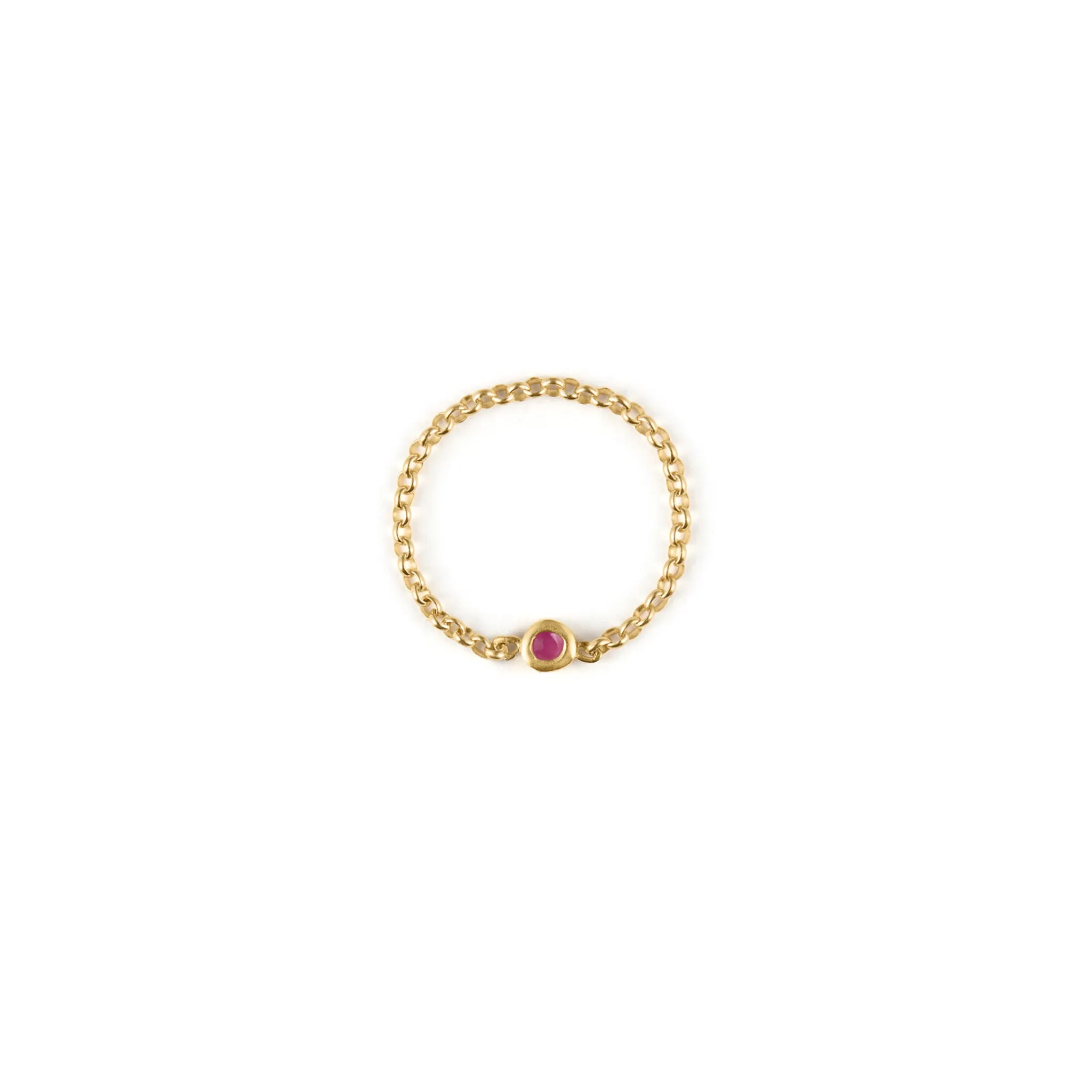 July Ruby Birthstone Chain Link Ring
