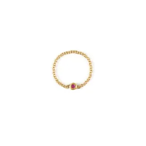 July Ruby Birthstone Chain Link Ring