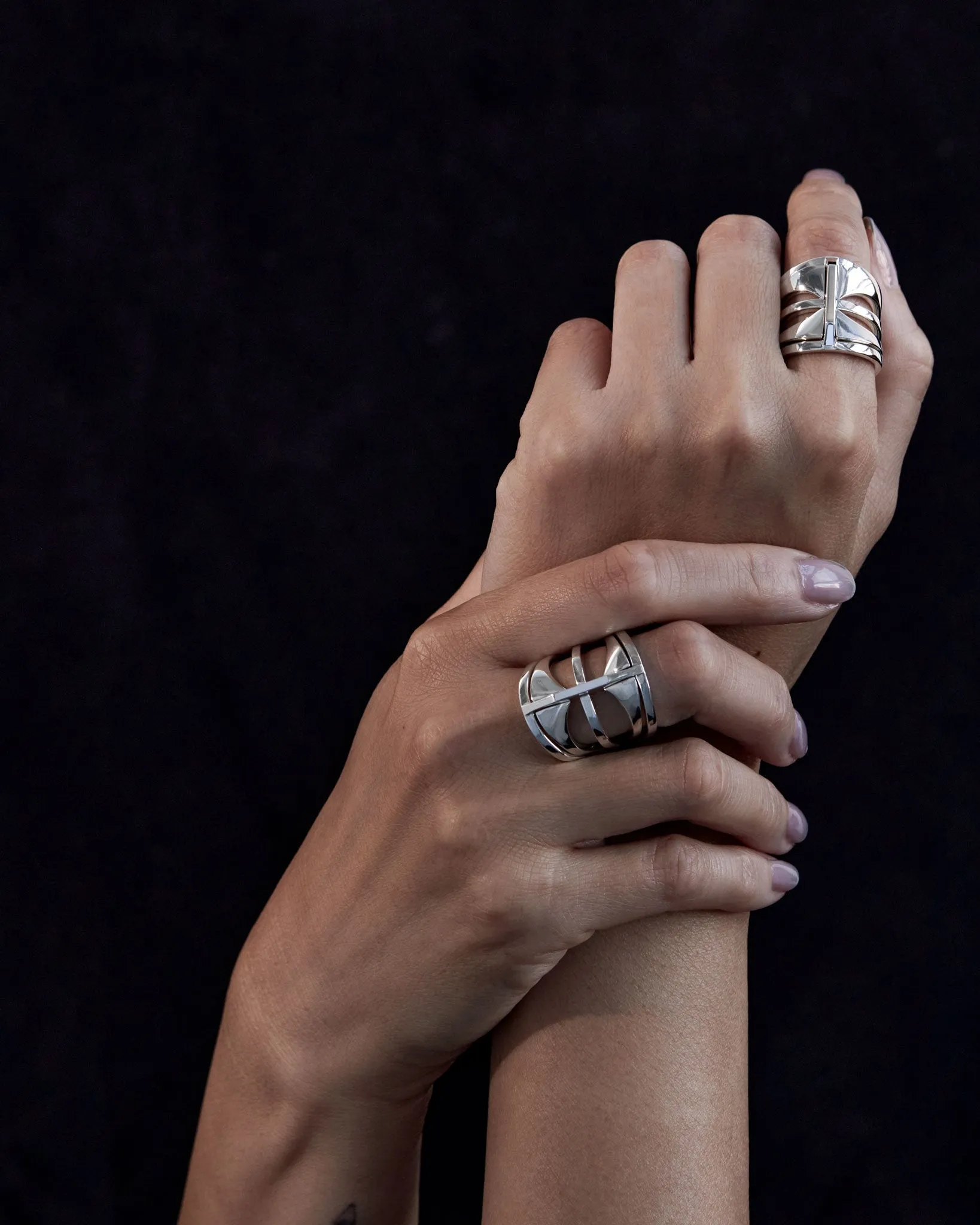 Kaleidoscope Ring Set - Recycled Silver 4-Piece Stacking Rings for Custom Style