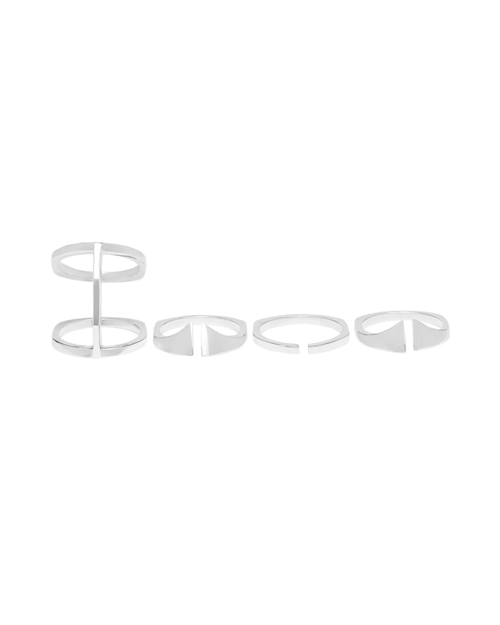 Kaleidoscope Ring Set - Recycled Silver 4-Piece Stacking Rings for Custom Style
