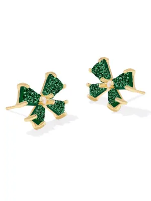 Kendra Scott Blair Bow Studs - Gold & Emerald Drusy