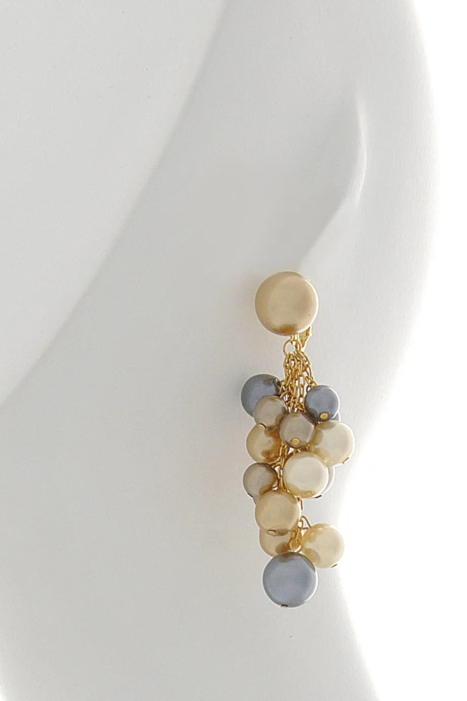 KENNETH JAY LANE DROP Multi Pearl Pierced Earrings