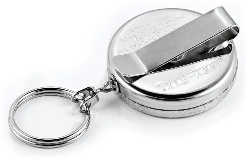 Key-Bak Original KB5 Belt Clip Self Retracting Reel 609mm Stainless Steel Chain Chrome