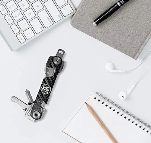 Key Organizer Keychain Holds 18 House Keys Plus a Carabiner for car Keys - Includes Bottle Opener and Phone Stand - Carbon Fiber and Steel - by Ease Keys