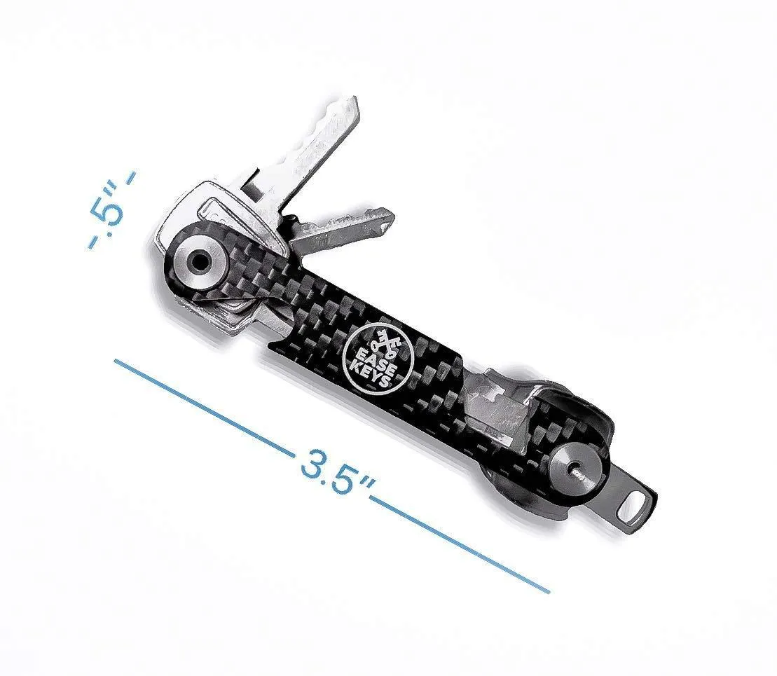 Key Organizer Keychain Holds 18 House Keys Plus a Carabiner for car Keys - Includes Bottle Opener and Phone Stand - Carbon Fiber and Steel - by Ease Keys