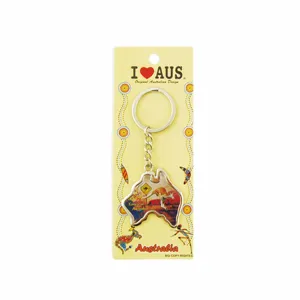 Key Ring Map Road Sign Kangaroo Scene