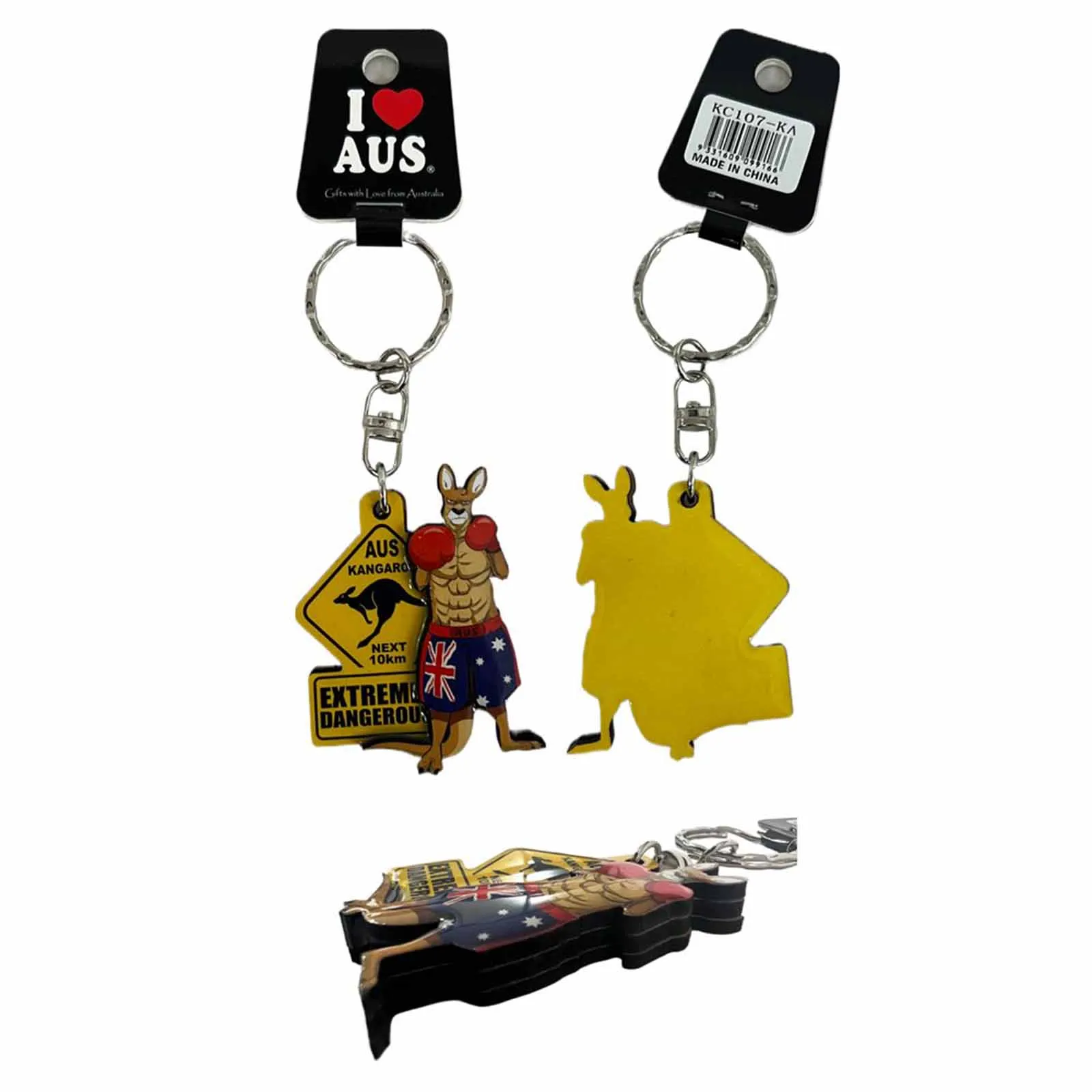 Key Ring MDF Boxing Kangaroo