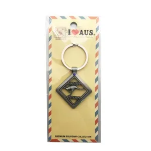 Key Ring Pewter Hollow Square Road Sign