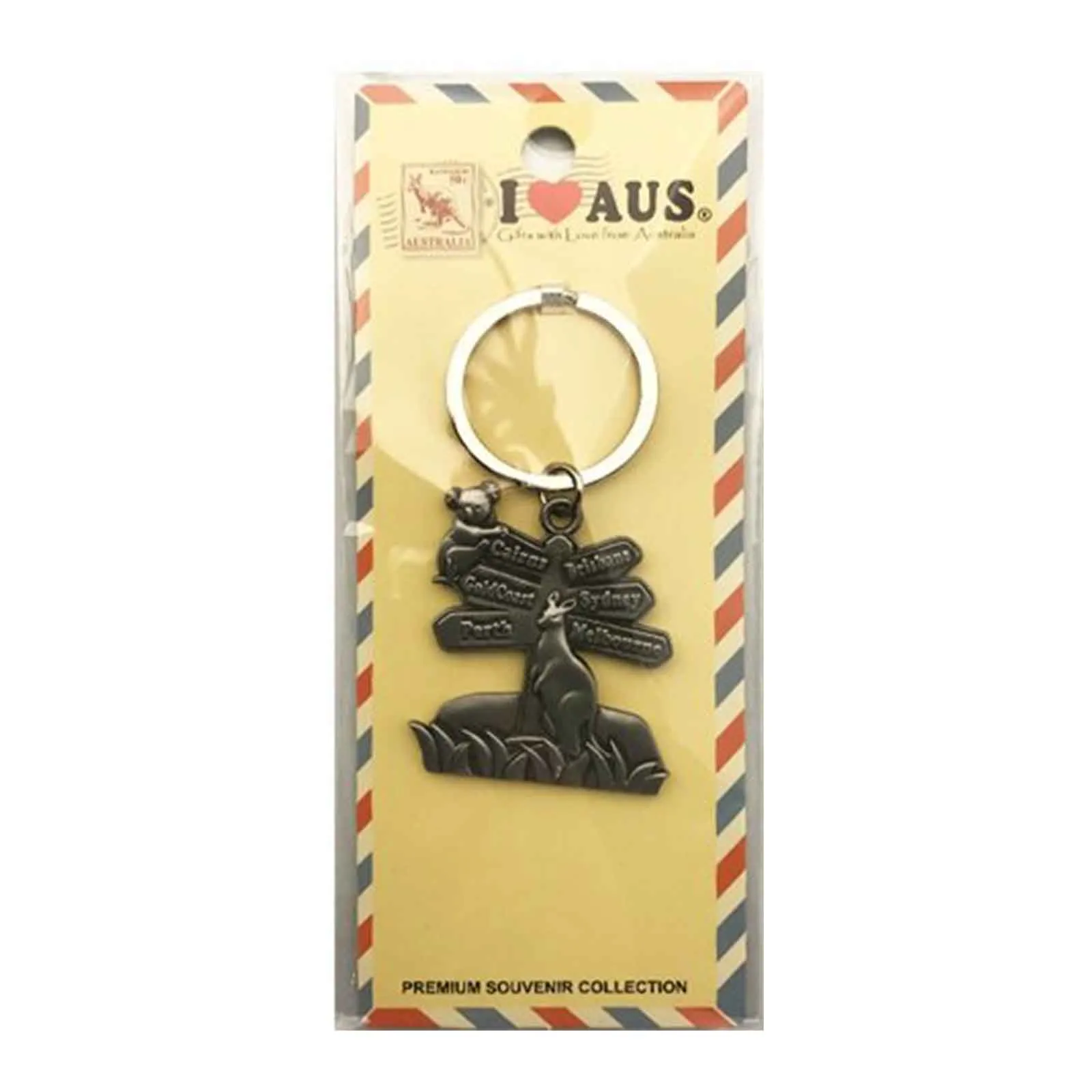 Key Ring Pewter Pointing Road Sign 360