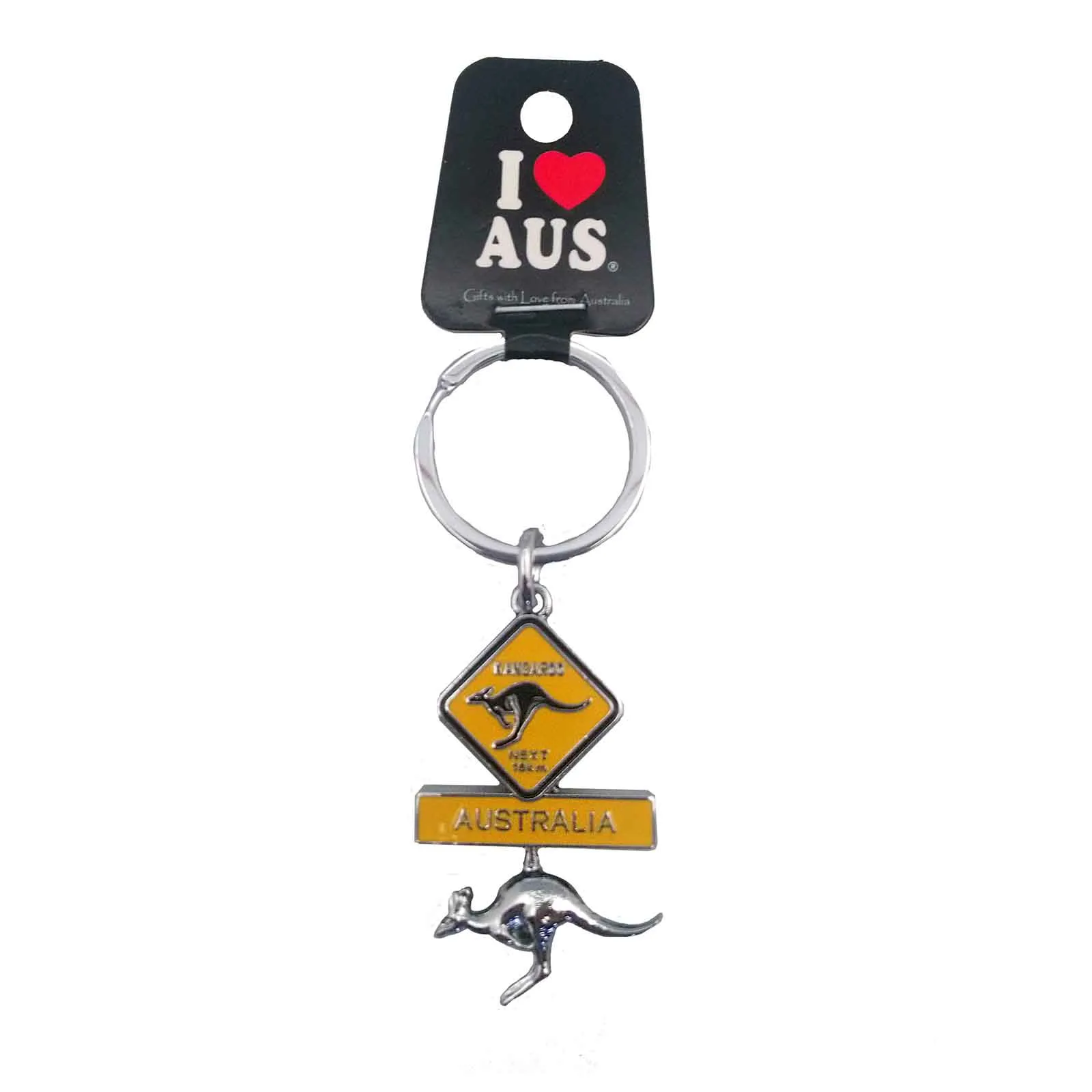 Key Ring Wiggling Kangaroo Road Sign