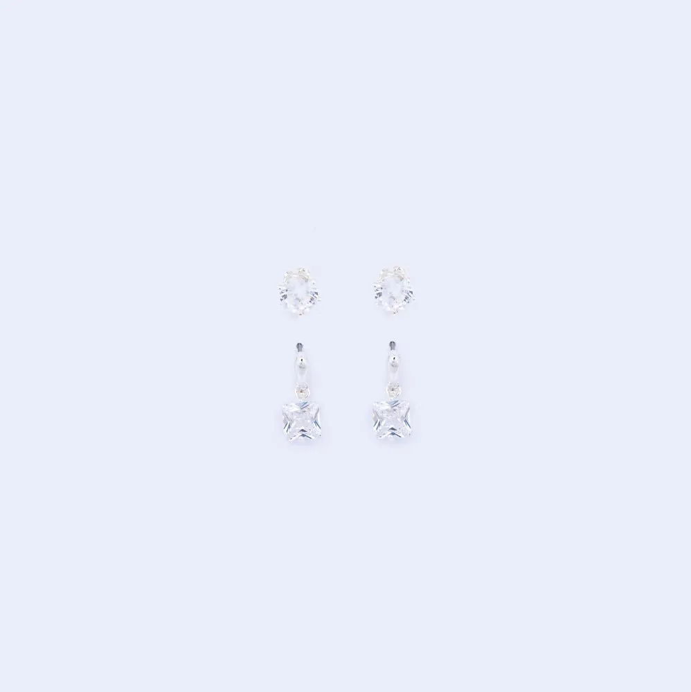 Knight & Day Duo Silver Earring Set Q460EAP
