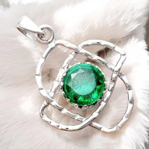 Lab Emerald Solid 925 Sterling Silver Pendant