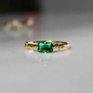 Lab Grown Emerald Bark Ring