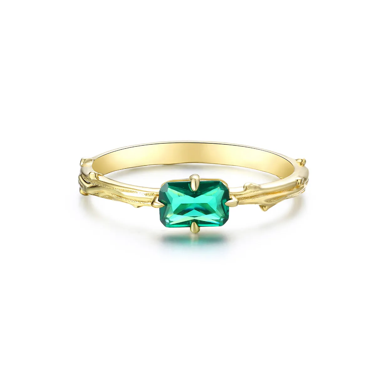 Lab Grown Emerald Bark Ring