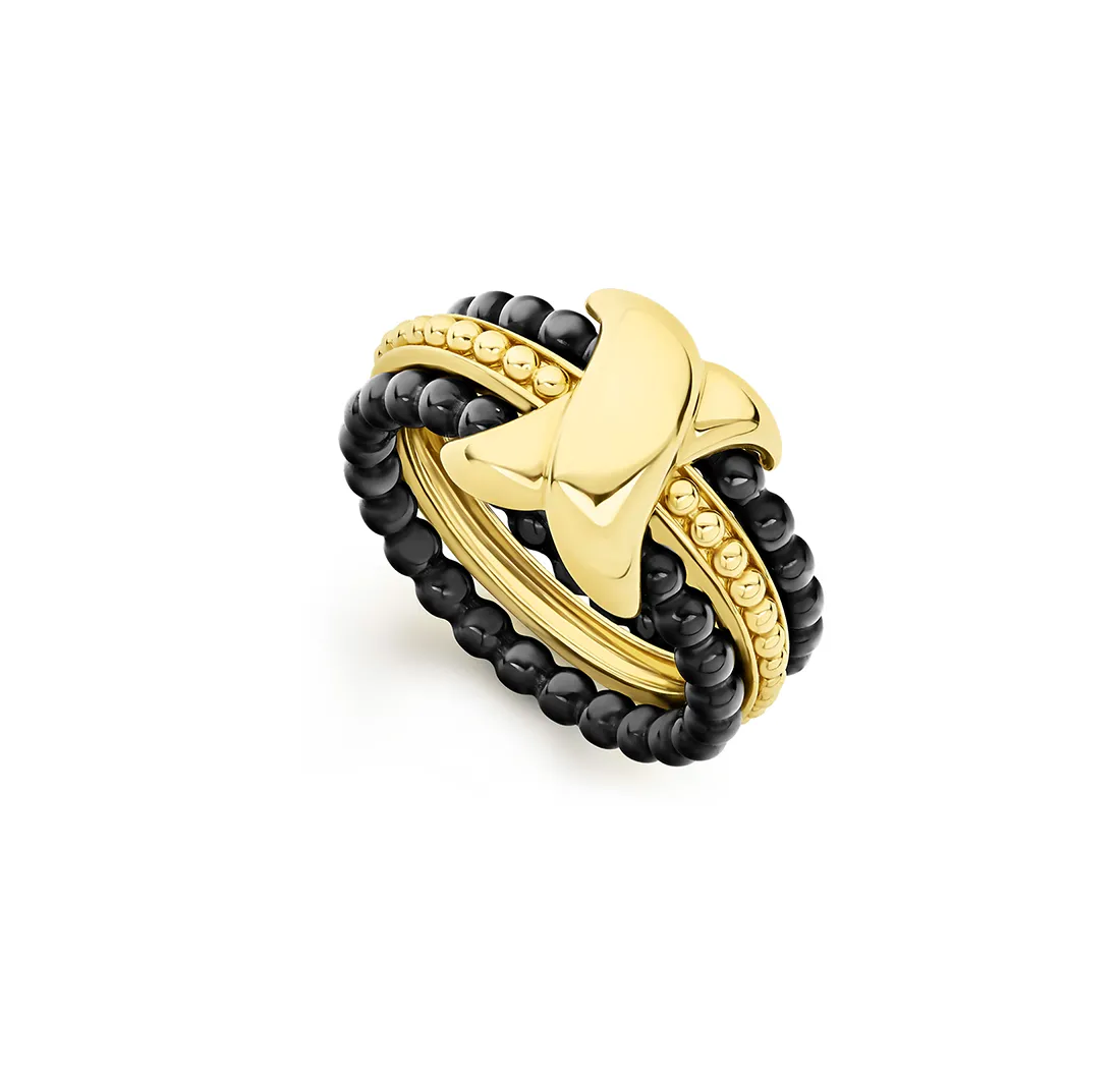 LAGOS Caviar Gold X Stacking Ring Set