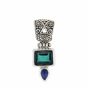 Lapis & Green Quartz Sterling Silver Pendant