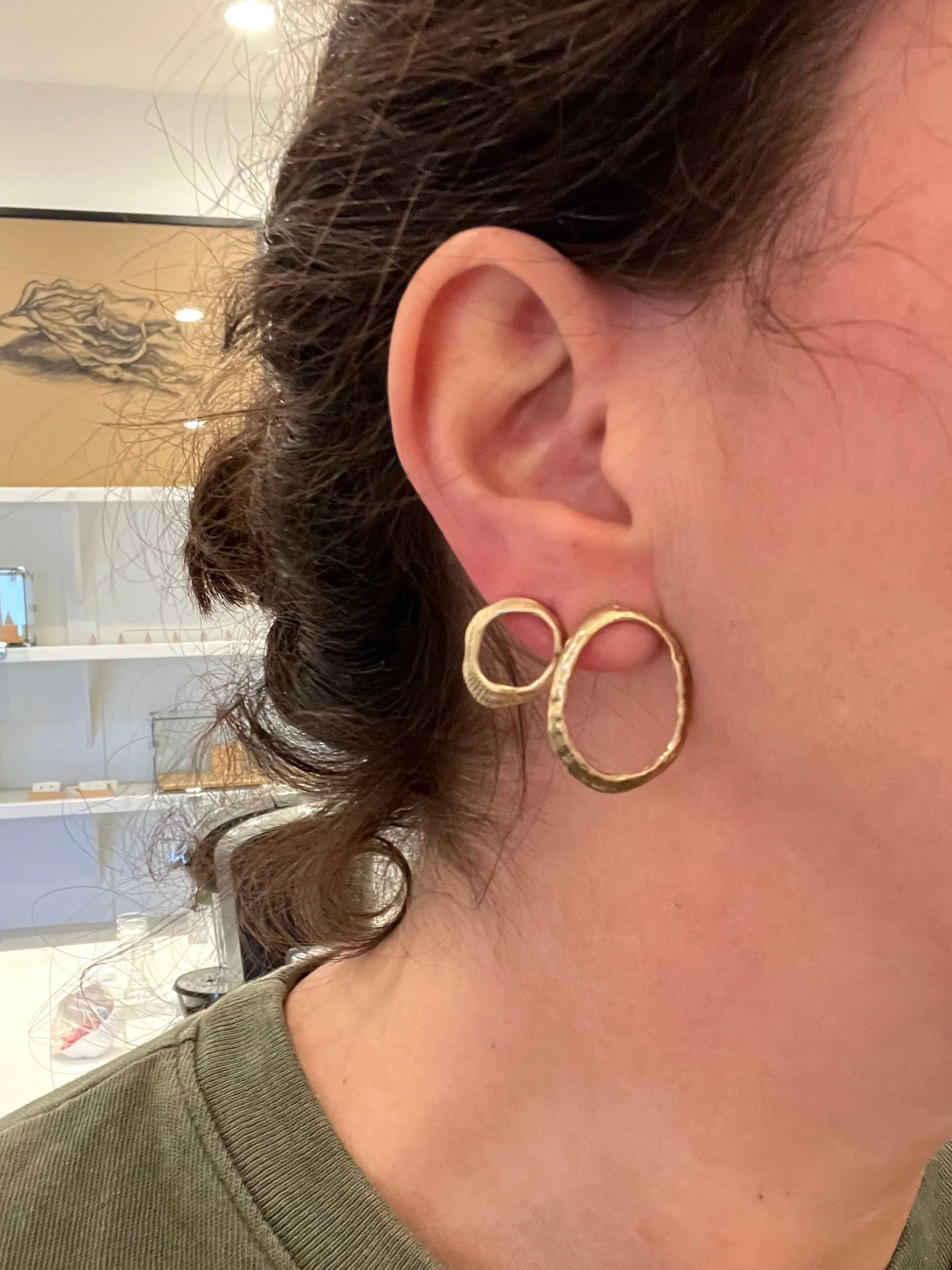 Large Oval Seashell Stud Earrings