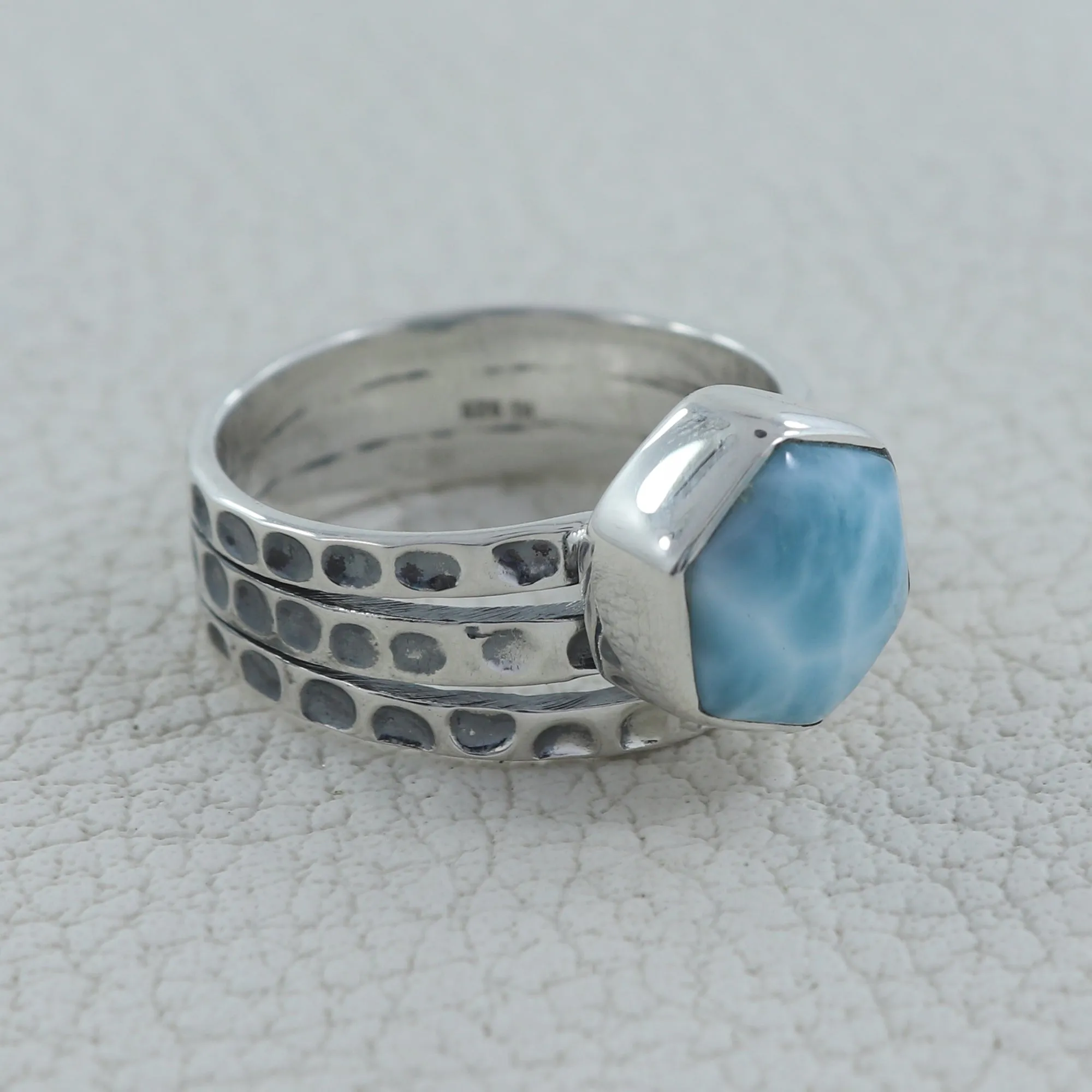 Larimar Silver Rings