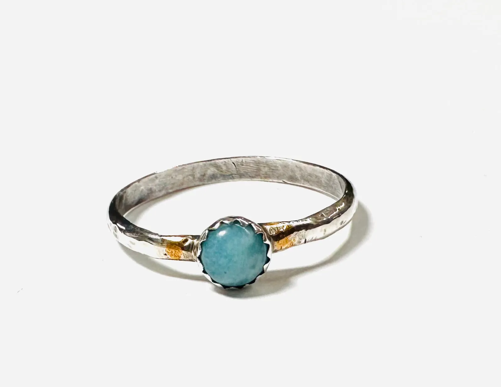Larimar Texture Ring, Size 8 ring. Blue Ring, Larimar Ring,  Gemstone Ring, Stacking Ring