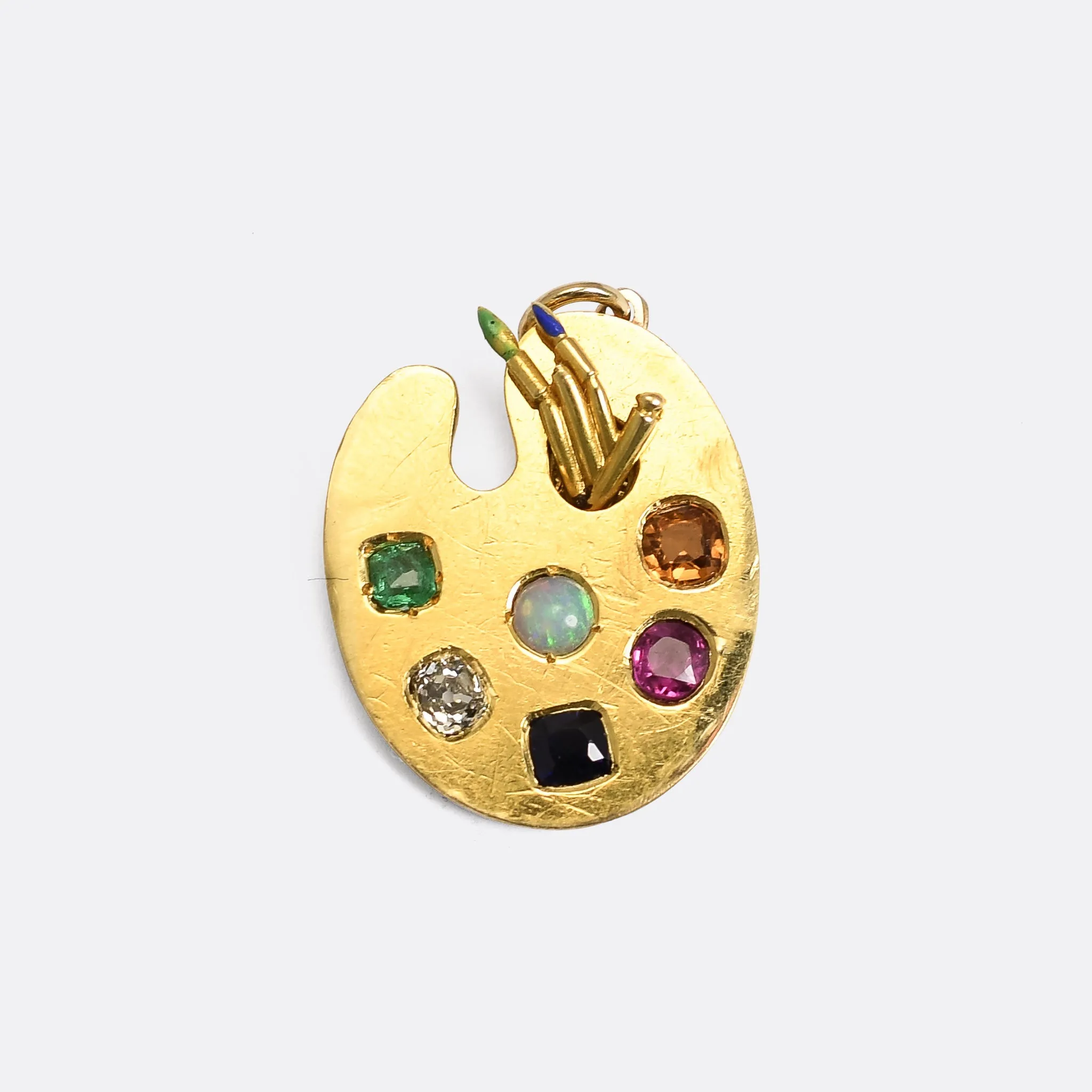 Late Victorian Multigem Artist's Palette Pendant