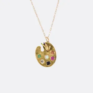 Late Victorian Multigem Artist's Palette Pendant