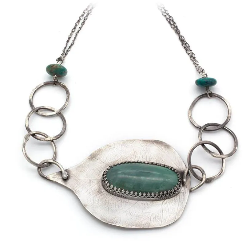 Leaf and Rings Necklace