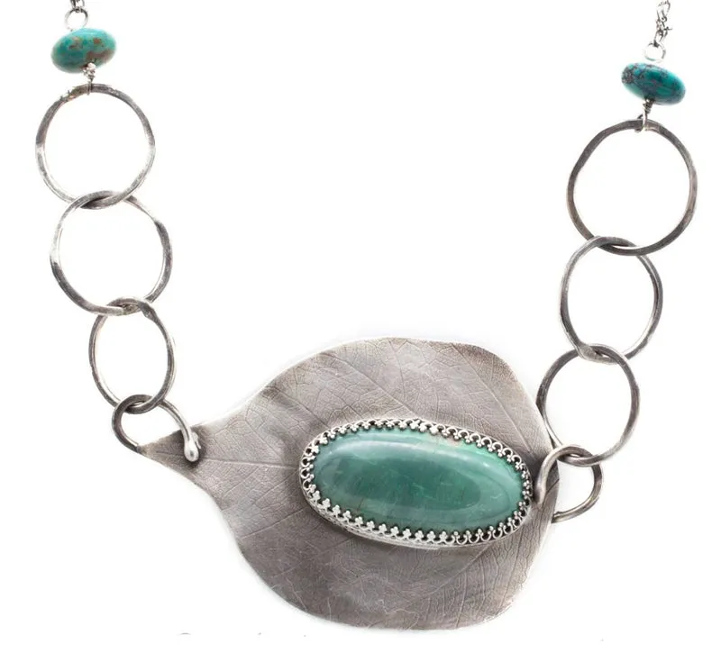 Leaf and Rings Necklace