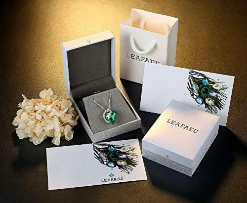 Leafael Infinity Love Heart Pendant Necklace Emerald Green May Birthstone Crystal Jewelry Gifts for Women, Silver-Tone, 18" 2"