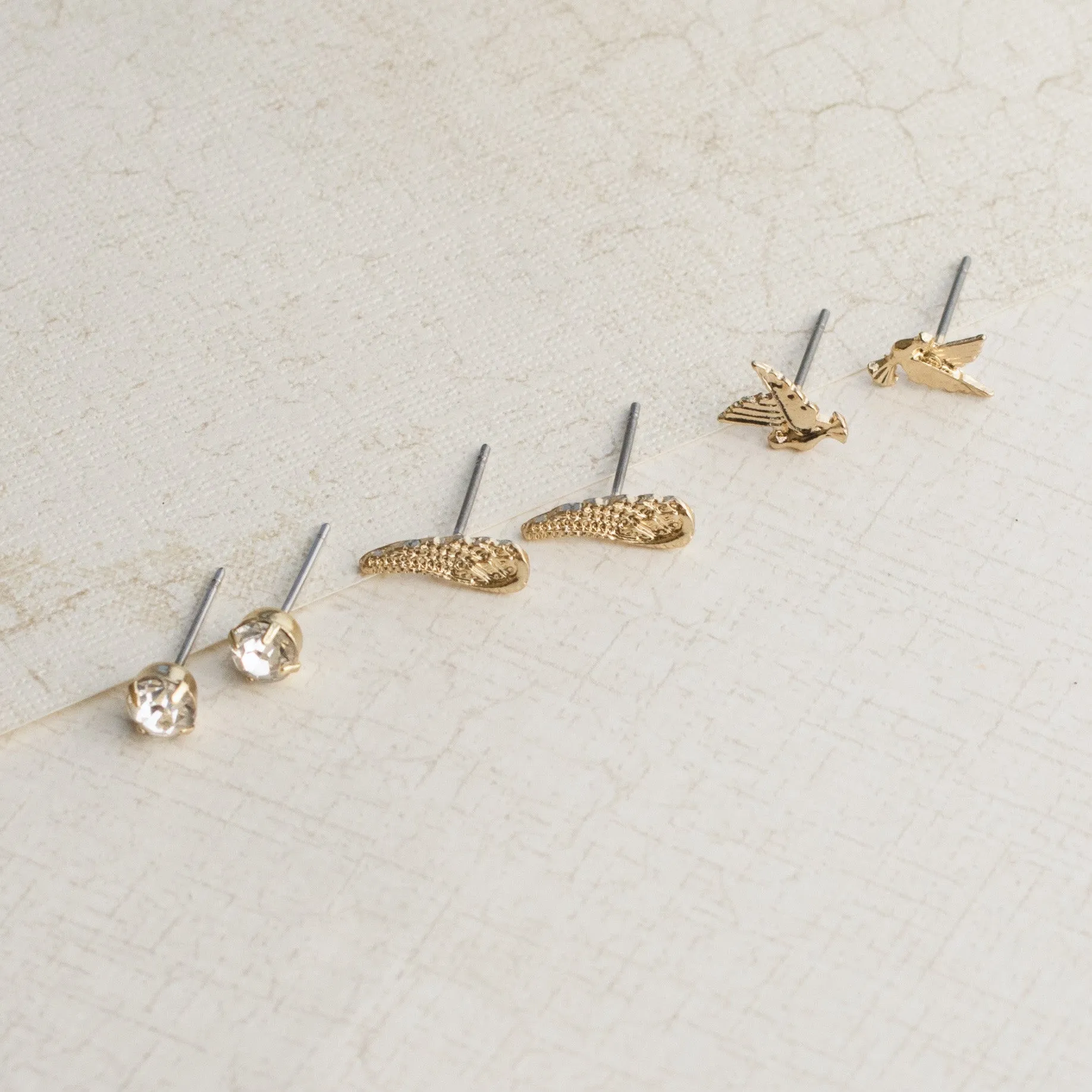 Learn to Fly Gold Earring Set