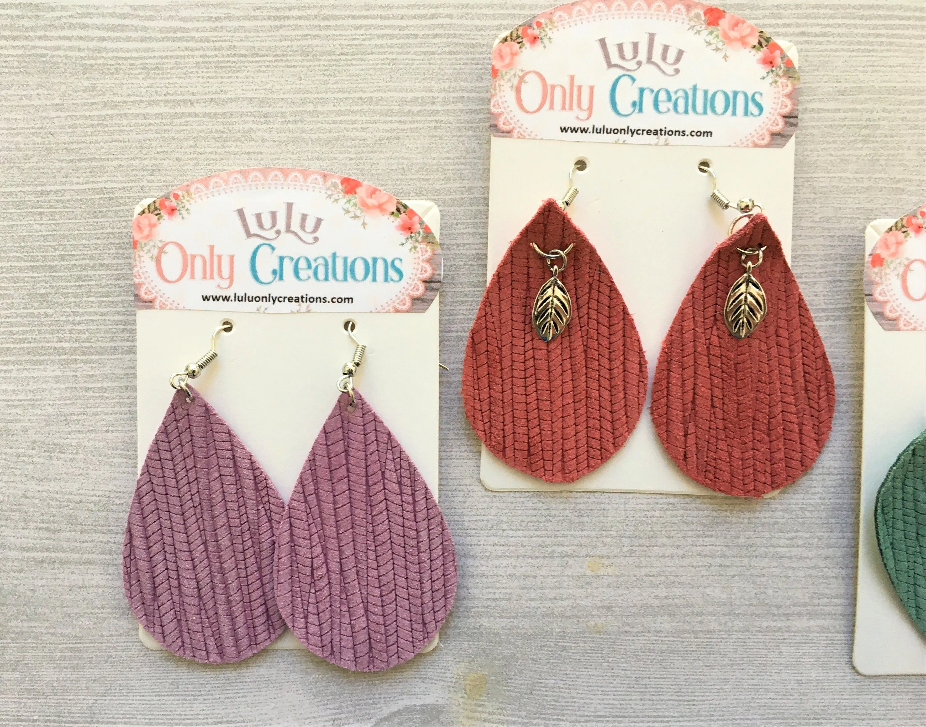 Leather Teardrop Dangle Earrings