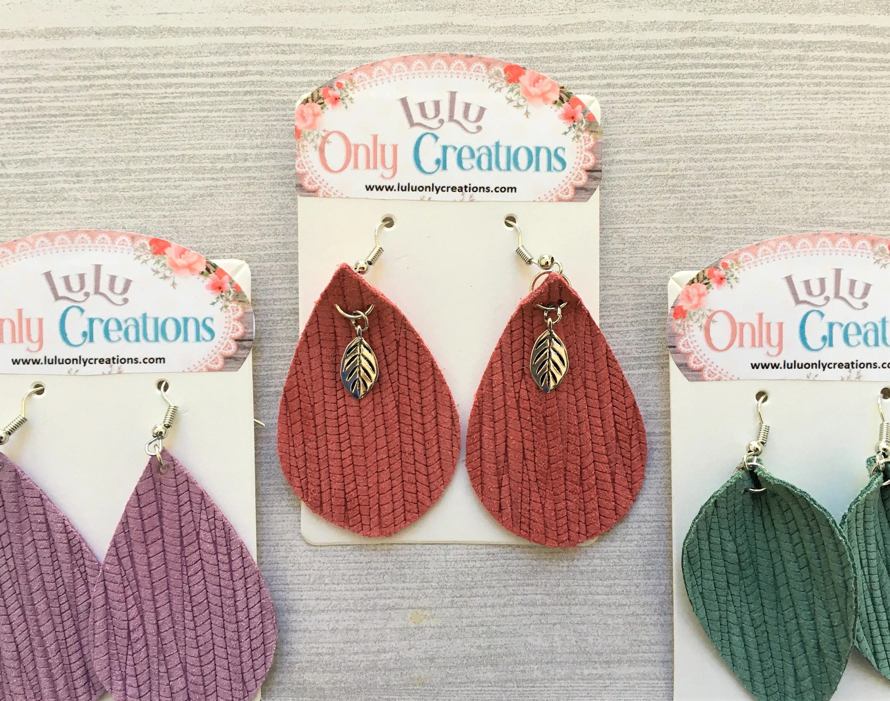 Leather Teardrop Dangle Earrings