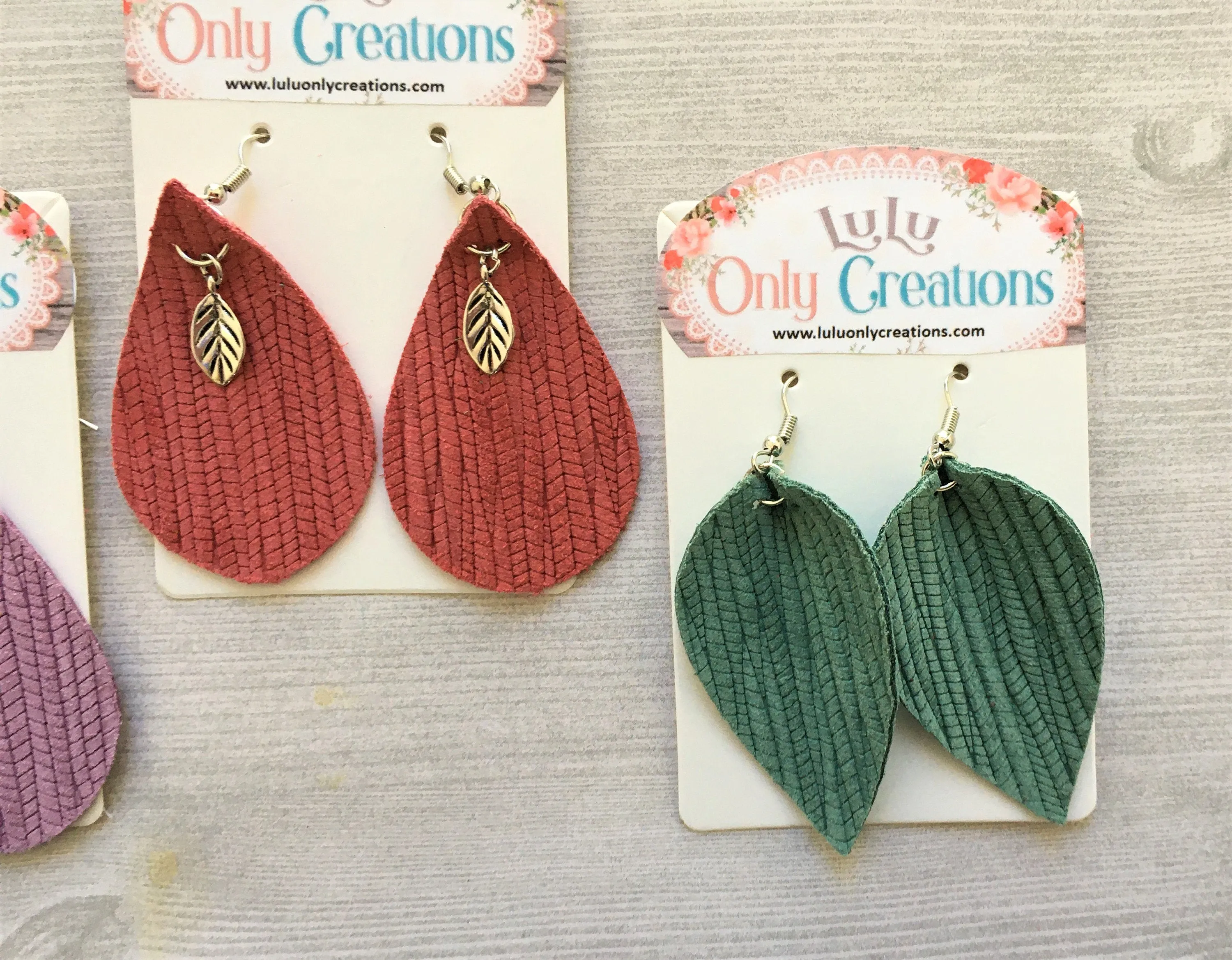 Leather Teardrop Dangle Earrings