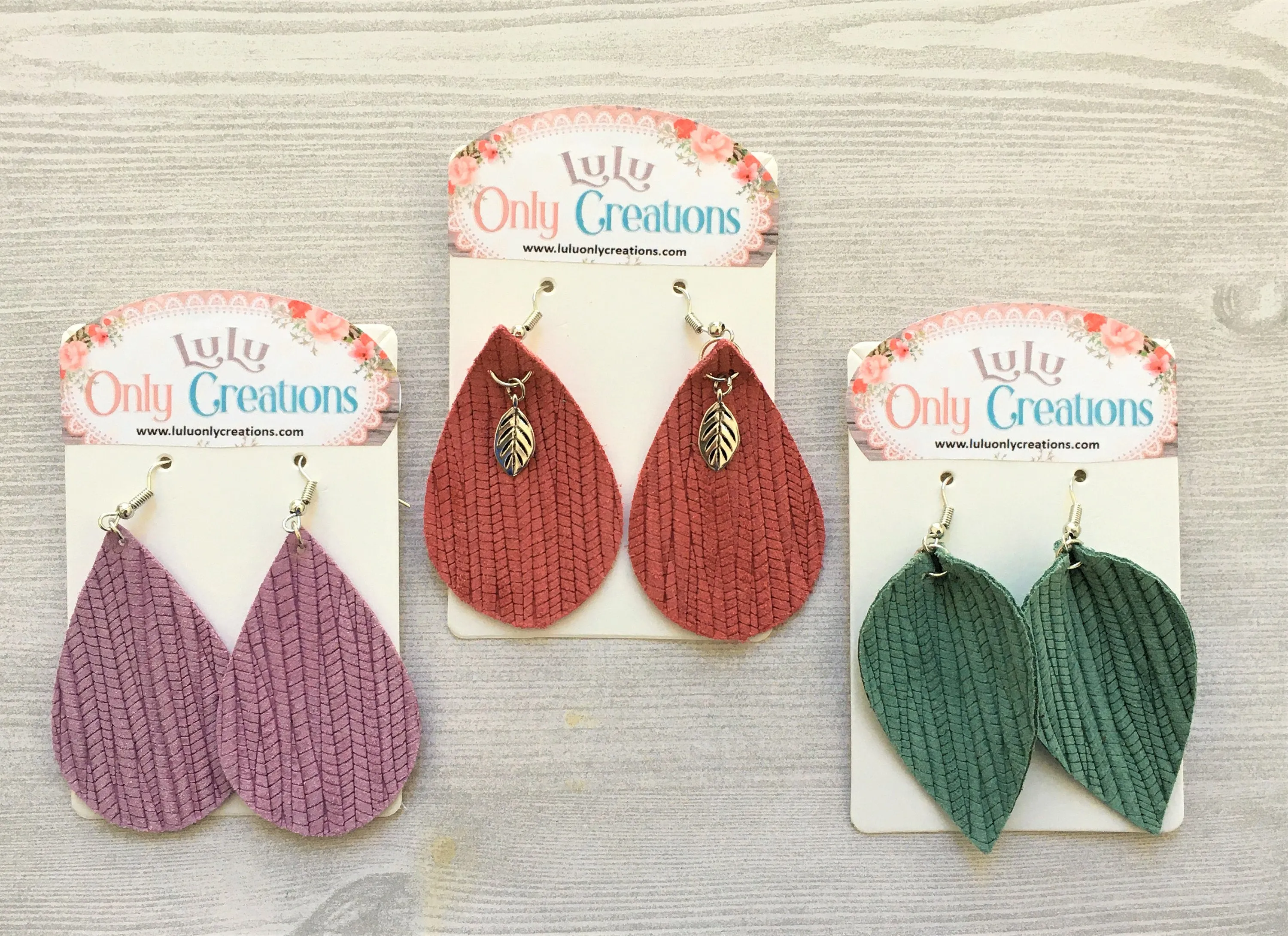 Leather Teardrop Dangle Earrings