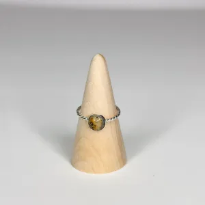 Leopard Jasper Twisted Sterling Silver Ring-Size 8