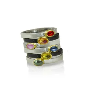 Light and Shadow Rings - Rose Cut Sapphire Stacking Rings