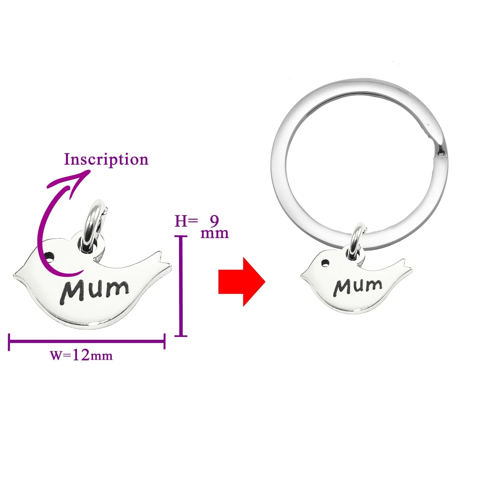 Little Bird Charm for Keyring