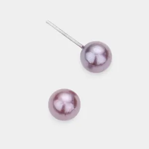 Little Girls Purple Pearl Stud Earrings | Small Pageant Earrings | 6mm=.24" | 145709