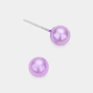 Little Girls Purple Pearl Stud Earrings | Small Pageant Earrings | 6mm=.24" | 145710