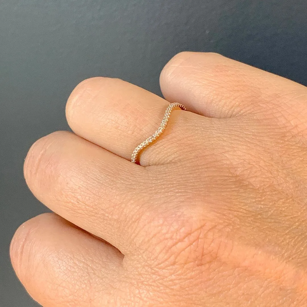 Liven - Half Circle Pave Diamond Band in 14K Rose Gold