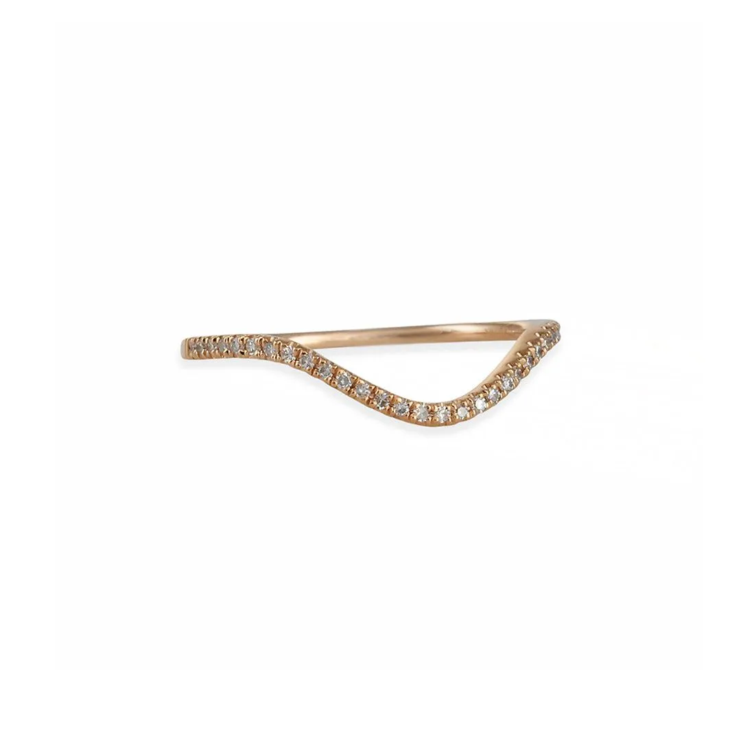 Liven - Half Circle Pave Diamond Band in 14K Rose Gold