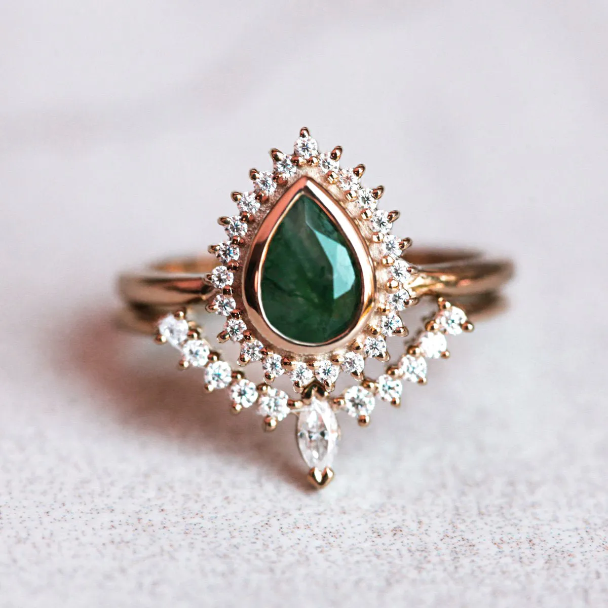 Liza Halo Moissanite Marquise Band