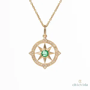 Lone Emerald & Diamond Pendant