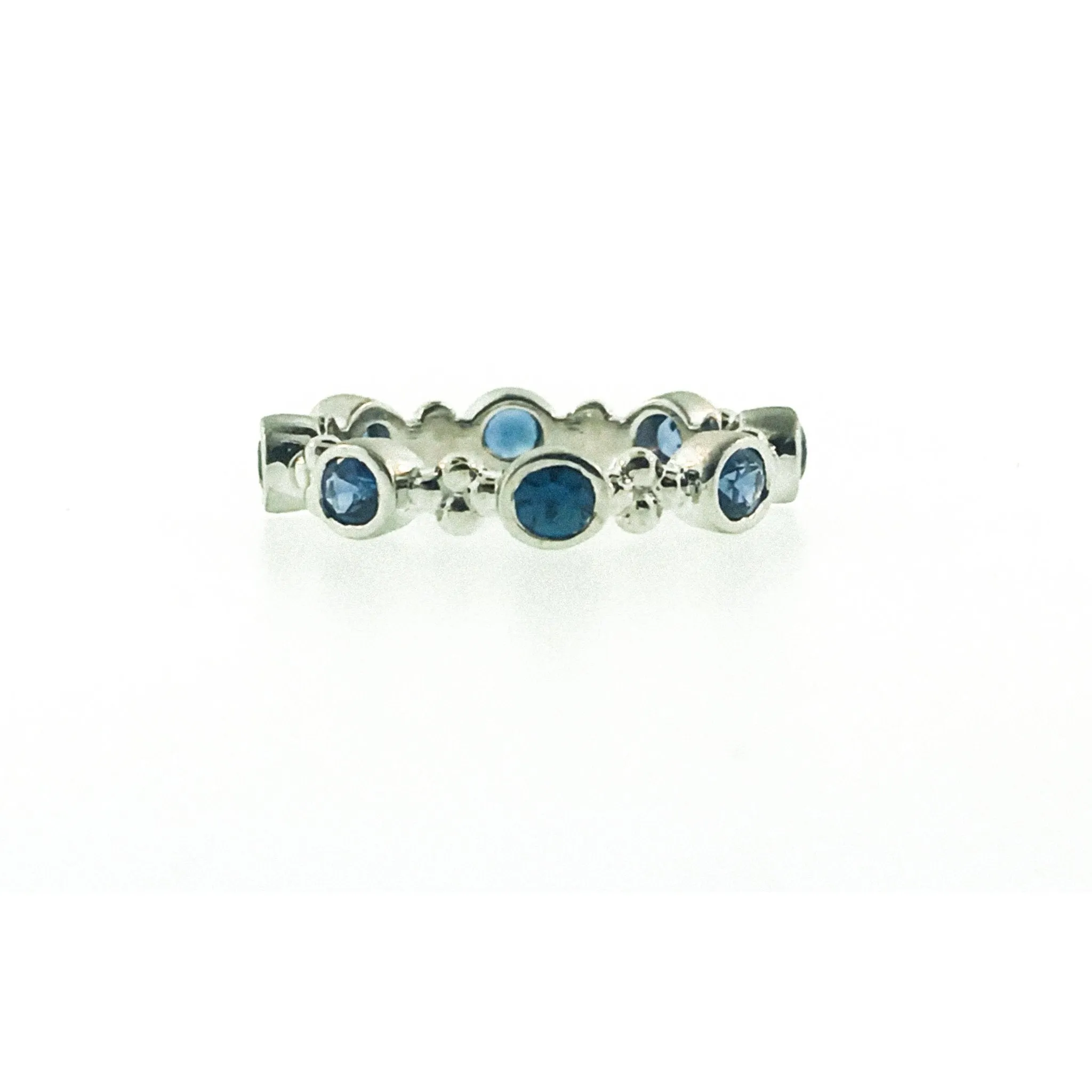 Lotus Color Splashed Precious Gemstone Stacking Ring | 18K Gold | Bezel Set