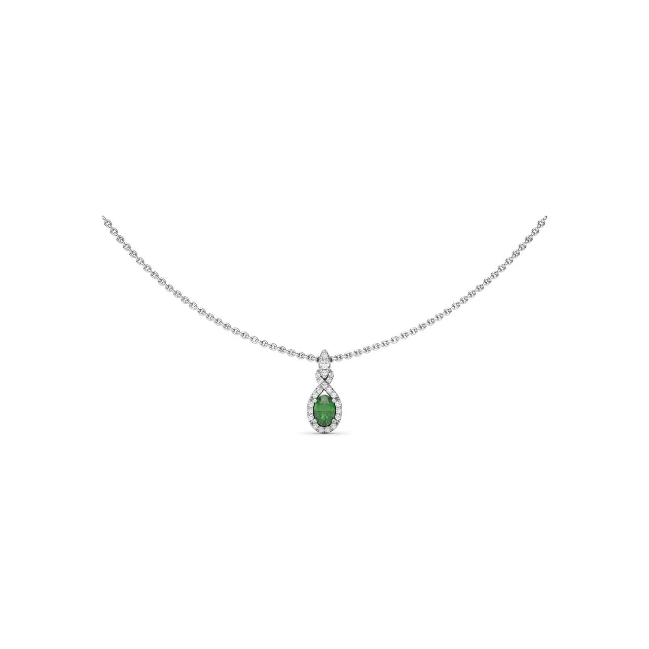 Love Knot Emerald and Diamond Pendant