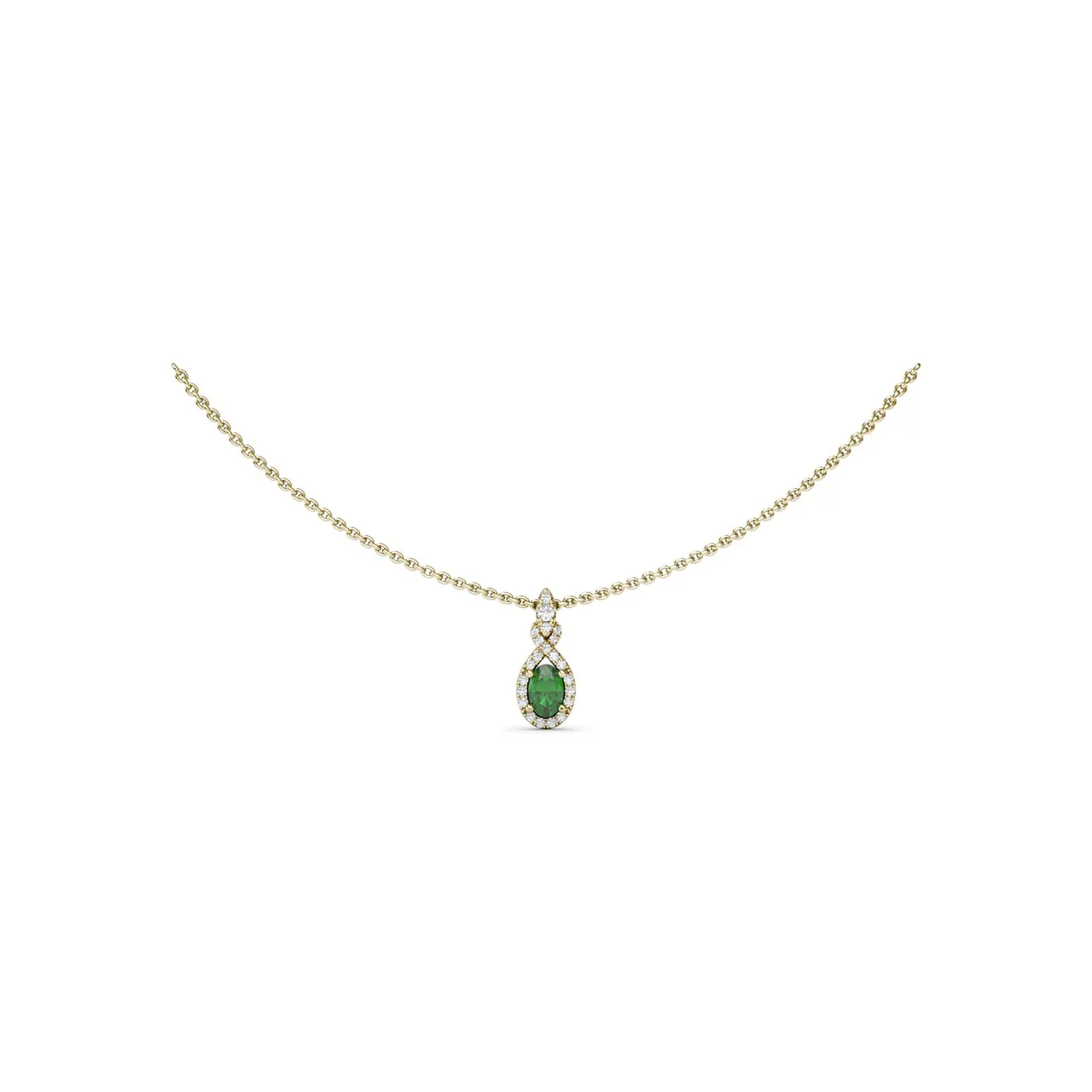 Love Knot Emerald and Diamond Pendant