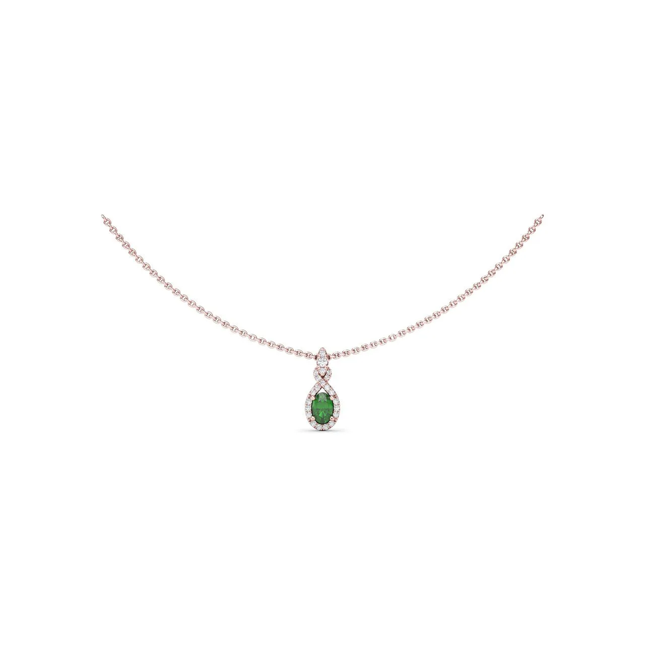 Love Knot Emerald and Diamond Pendant
